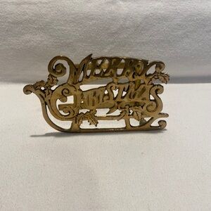 Vintage Gold Merry Christmas Napkin or Mail Holder